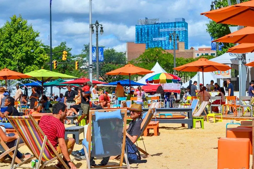 Beach at Campus Martius Park
