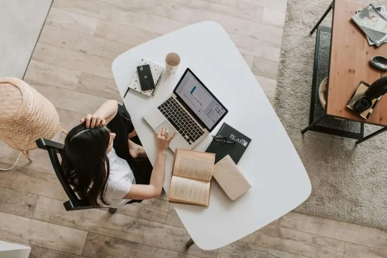 Woman working with her laptop