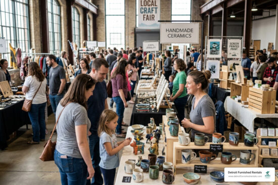 Detroit craft fair with local artisans and handmade goods