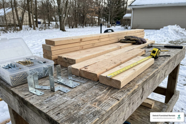 DIY frame materials for a homemade ice rink border