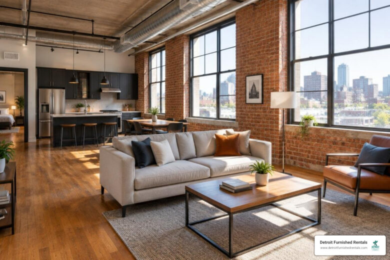 Industrial loft architectural elements showcasing exposed brickwork and tall ceilings