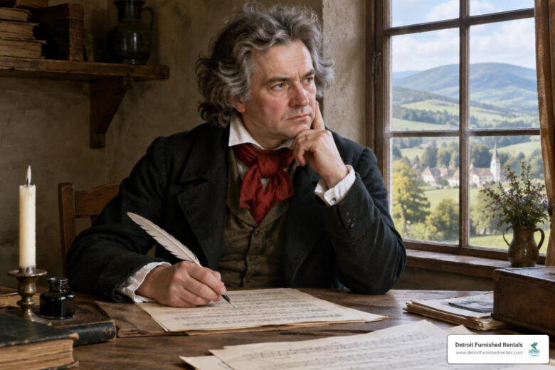 Beethoven composing in Heiligenstadt in 1802, historical reenactment