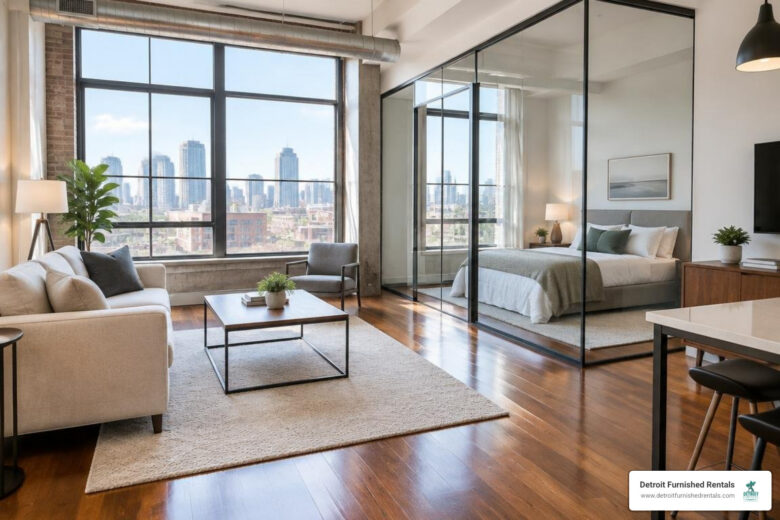 modern one-bedroom loft apartment interior